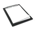 Mock up blank black plastic clipboard in perspective isolated on white background