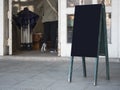 Mock up Blank Chalkboard stand Front shop Signage People walking