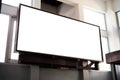 Mock up blank perspective horizontal billboard with clipping path on the wall near entrance in building Royalty Free Stock Photo