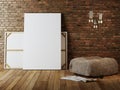 Mock up blank poster on the wall of vintage livingroom Royalty Free Stock Photo