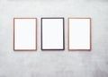 Mock up Blank Posters with Wooden frame on Cement wall Royalty Free Stock Photo