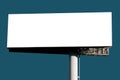 Mock up: blank wide white billboard against blue-green background Royalty Free Stock Photo