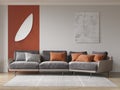 Mock up of a bright cozy living room with an exclusive corner sofa.