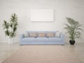 Mock up bright living room with an aesthetic quality sofa.