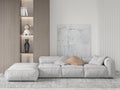 Mock up of a bright spacious living room with a fashionable large sofa.