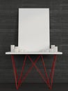 Mock up canvas on stylish red and white table Royalty Free Stock Photo