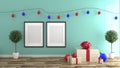 Christmas style , mint room interior, modern style. 3D rendering Royalty Free Stock Photo