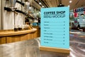 Mock up coffee menu list with acrylic frame