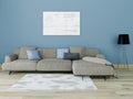 Mock up a comfortable living room with a stylish beige sofa Royalty Free Stock Photo