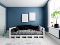 Mock up compact living room with stylish modern sofa.