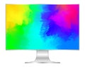 Mock up computer and wallpaper colorful colors, flat monitor with multi colors vivid full screen, pc display digital wide screen