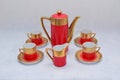 Mock up / design set of elegant and traditional colorful Red and gold traditional elegant coffee cup & Tea cup on cup`s plate besi Royalty Free Stock Photo