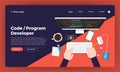 Mock-up design website flat design concept coding and programming developer. Vector illustration. Royalty Free Stock Photo