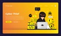 Mock-up design website flat design concept hacker activity cybercrime and cyber thief. Vector illustration. Royalty Free Stock Photo