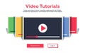 Mock-up design website flat design concept video tutorial. Vector illustration.