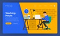 Mock-up design website flat design concept working hours worker