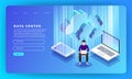 Mock-up design website flat design concept server hosting inform Royalty Free Stock Photo
