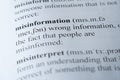 Dictionary page with the word misinformation with selective focussing Royalty Free Stock Photo