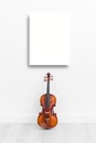 Mock up displya and Classical cello on white wall
