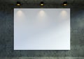 Mock up empty canvas poster frame in modern loft gallery interior backgrond