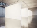 Mock up of empty gallery interior with white Royalty Free Stock Photo