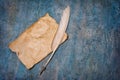 Mock up of empty old vintage yellowed paper sheet and quill pen Royalty Free Stock Photo