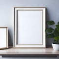 Mock-Up of Empty Picture Frame on the Desk for Interior Design Royalty Free Stock Photo