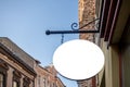 Mock up. Empty round signage on the wall of classical architecture building Royalty Free Stock Photo