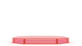 Red mock up of empty stage.Space to place your text or object. 3d render. Pink neon. Royalty Free Stock Photo