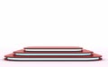Red mock up of empty stage.Space to place your text or object. 3d render. Blue neon. Royalty Free Stock Photo