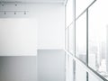 Mock up of empty white gallery interior and Royalty Free Stock Photo