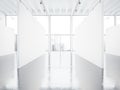 Mock up of empty white gallery interior with Royalty Free Stock Photo