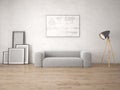 Mock up fashionable living room with a stylish compact sofa.
