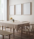 Mock up frame in cozy dining room interior Royalty Free Stock Photo