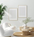 Mock up frame in cozy home interior background