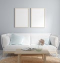 Mock-up frame in cozy light home interior background