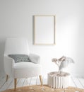 Mock-up frame in cozy light home interior background