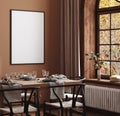 Mock up frame in cozy modern dining room interior