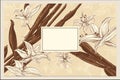 mock up frame hand drawing flowers and vanilla sticks. Abstract vector background. Template for banners, empty frame, copy space