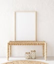 Mock up frame in home interior background close up Royalty Free Stock Photo