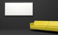 Mock up frame in interior room yellow sofa 3D renderin