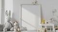 Mock up frame in white cozy children room interior background, Scandinavian style. AI Generative Royalty Free Stock Photo