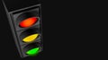 Mock up green, yellow and red traffic lights with top view and close up shot