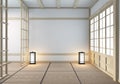 Idea of Mock up Empty room wooden japanese minimal original design and tatami mat floor.3D rendering