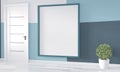 Mock up Ideas of frame on room Geometric Wall Art Paint Design color ful on wooden floor.3D rendering