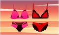 Mock up illustration of female lingerie set on abstract background Royalty Free Stock Photo