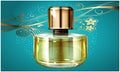 Mock up illustration of women perfume on abstract background