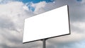 Mock up image - blank white billboard and white clouds against blue sky Royalty Free Stock Photo