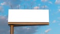 Mock up image - wide blank white billboard and clouds against sunset blue sky