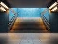 mock-up of impressive subway type stairs, front view from afar, space for text or product placement